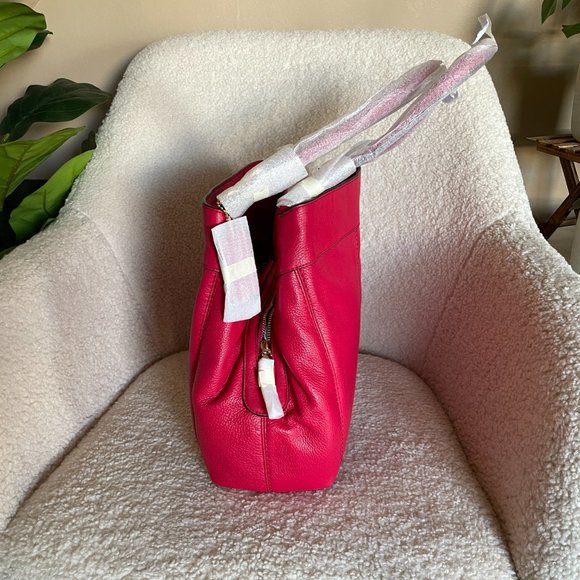 Coach Lexy Shoulder Bag Bright Pink PEBBLE LEATHER NWT - Picture 11 of 14